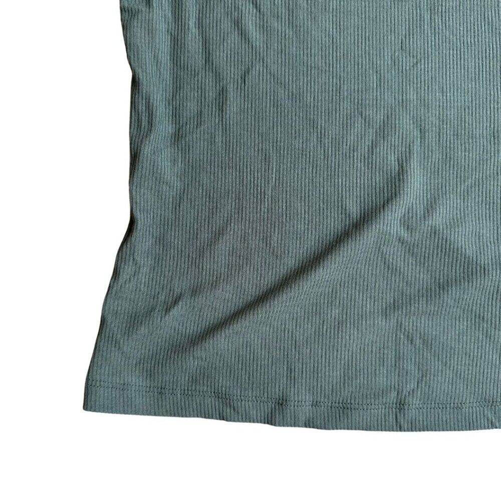 Express Fitted Ribbed Off The Shoulder Overlay Top Olive Green S - Picture 5 of 6